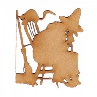 Witch, Cat & Broomstick Scene MDF Wood Shape